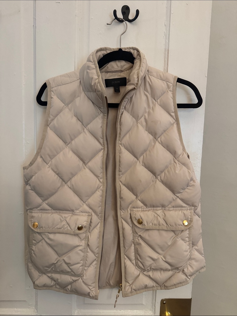 J. Crew Quilted Puffer Vest - Cream